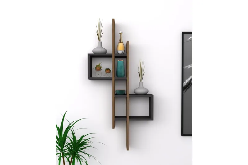 Estetal Vägghylla 54x20 cm 8 Hyllor - Natur/Antracit - Förvaring - Köksförvaring - Kökshylla