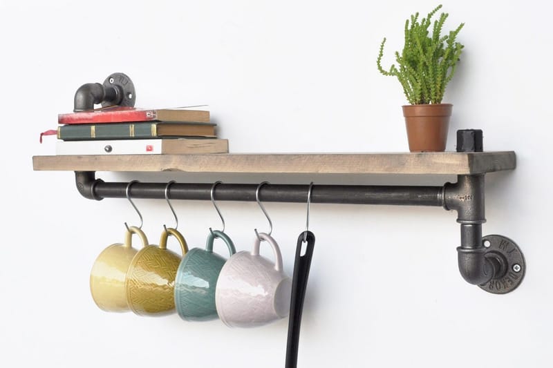 Evila Kökshylla Rör/Trä - Svart/Trä - Förvaring - Sko- & klädförvaring - Klädhängare - Klädställning