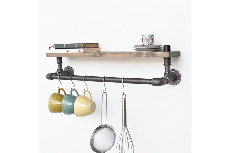 Evila Kökshylla Rör/Trä - Svart/Trä - Förvaring - Köksförvaring - Kökshylla