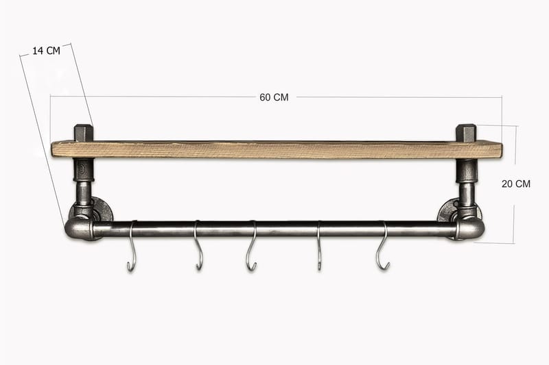 Evila Kökshylla Rör/Trä - Svart/Trä - Förvaring - Köksförvaring - Kökshylla