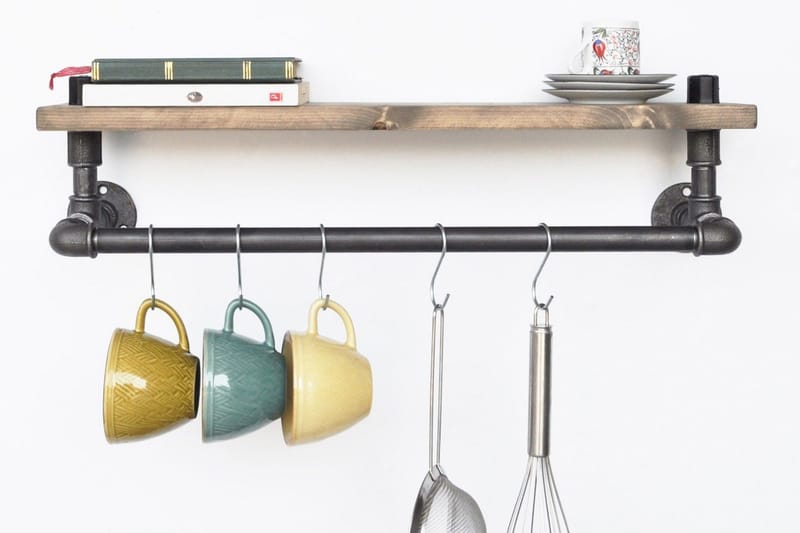 Evila Kökshylla Rör/Trä - Svart/Trä - Förvaring - Köksförvaring - Kökshylla