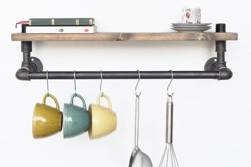 Evila Kökshylla Rör/Trä - Svart/Trä - Förvaring - Sko- & klädförvaring - Klädhängare - Klädställning