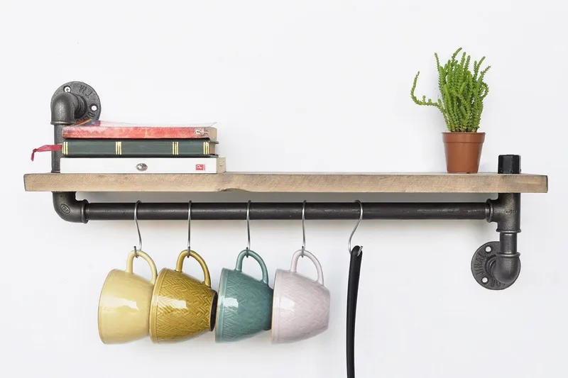 Evila Kökshylla Rör/Trä - Svart/Trä - Förvaring - Sko- & klädförvaring - Klädhängare - Klädställning