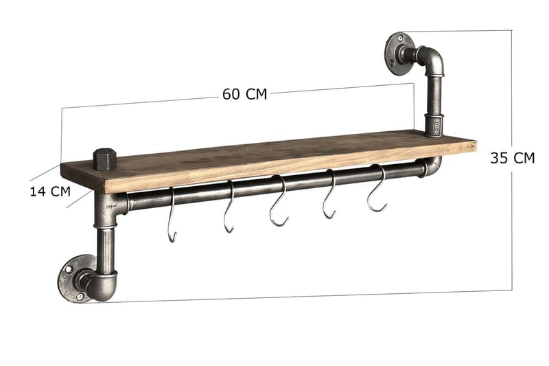 Evila Kökshylla Rör/Trä - Svart/Trä - Förvaring - Sko- & klädförvaring - Klädhängare - Klädställning