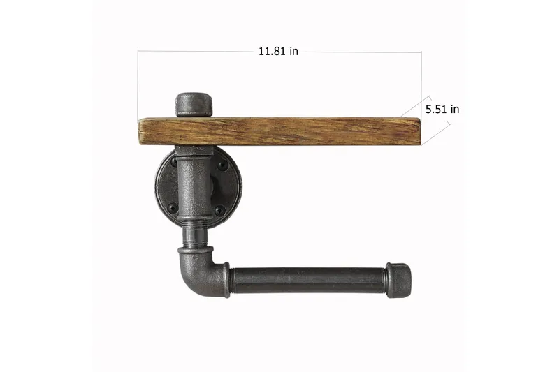 Evila Toapappershållare Rör/Trä - Svart/Trä - Möbler - Tillbehör & accessoarer - Badrumstillbehör - Toalettpappershållare