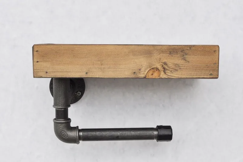 Evila Toapappershållare Rör/Trä - Trä/Svart - Möbler - Tillbehör & accessoarer - Badrumstillbehör - Toalettpappershållare