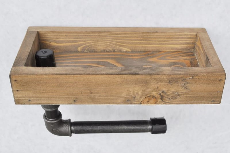 Evila Toapappershållare Rör/Trä - Trä/Svart - Möbler - Tillbehör & accessoarer - Badrumstillbehör - Toalettpappershållare