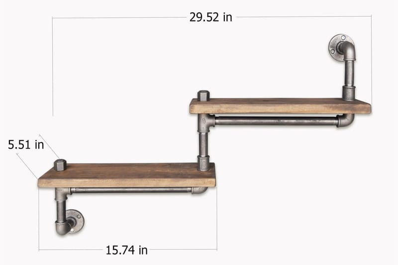 Evila Trapphylla Rör/Trä - Svart/Trä - Förvaring - Köksförvaring - Kökshylla