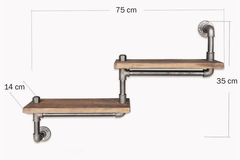 Evila Trapphylla Rör/Trä - Svart/Trä - Förvaring - Köksförvaring - Kökshylla