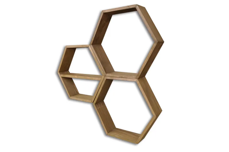 Evila Vägghylla 3 Hexagoner - Trä - Förvaring - Köksförvaring - Kökshylla