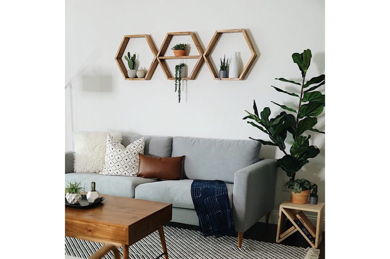Evila Vägghylla 3 Hexagoner - Trä - Förvaring - Köksförvaring - Kökshylla