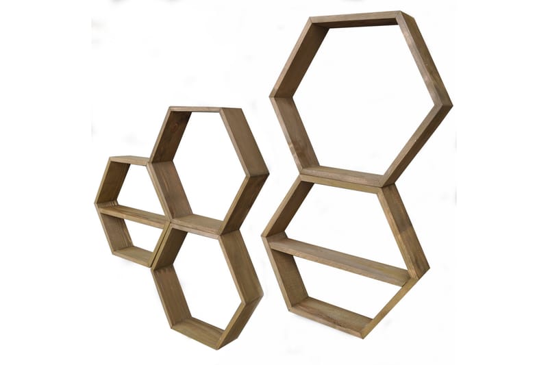 Evila Vägghylla 5 Hexagoner - Trä - Förvaring - Köksförvaring - Kökshylla