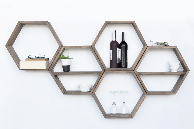 Evila Vägghylla 5 Hexagoner - Trä - Förvaring - Köksförvaring - Kökshylla