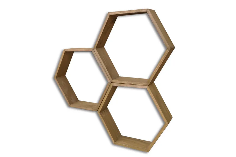 Evila Vägghylla Hexagoner - Trä - Förvaring - Köksförvaring - Kökshylla