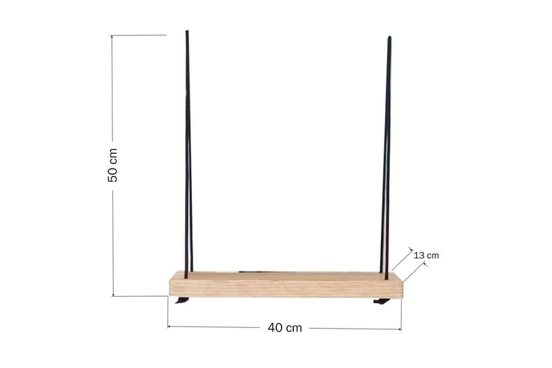 Evila Vägghylla med Rep 40 cm i Trä med Ekutseende - Beige - Förvaring - Köksförvaring - Kökshylla