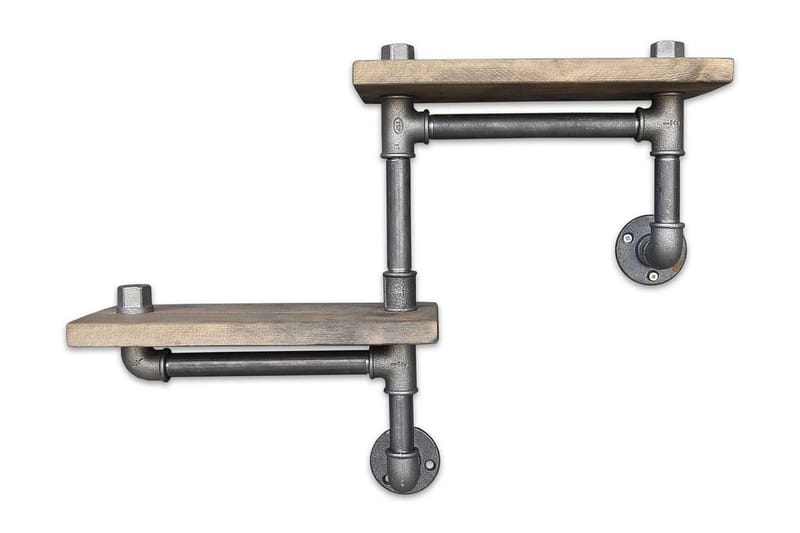 Evila Vägghylla Rör/Trä, Trä/Svart