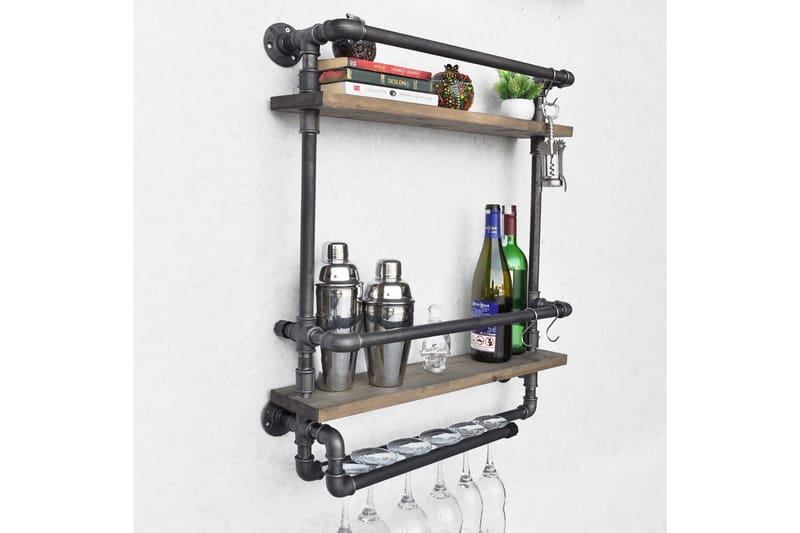 Evila Vägghylla Rör/Trä - Trä/Svart - Förvaring - Köksförvaring - Kökshylla