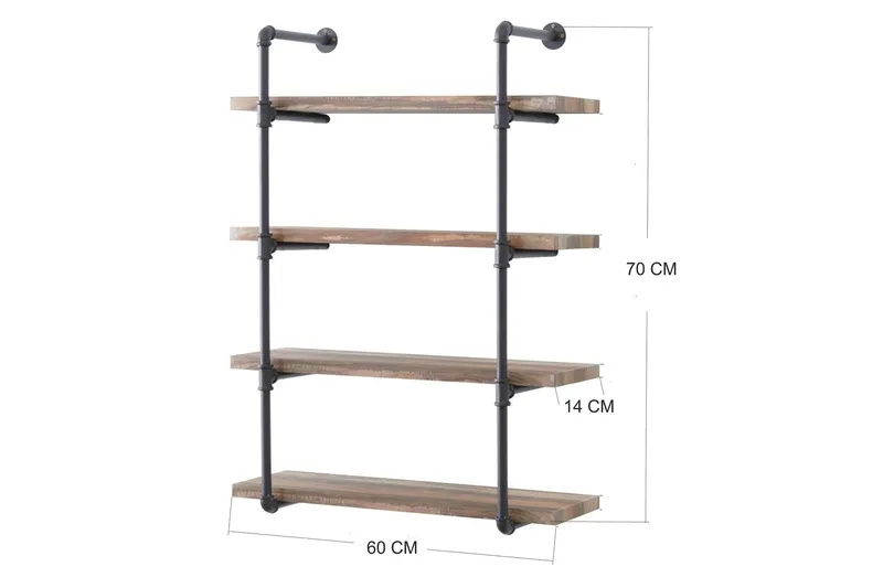 Evila Vägghylla Rör/Trä - Trä/Svart - Förvaring - Köksförvaring - Kökshylla