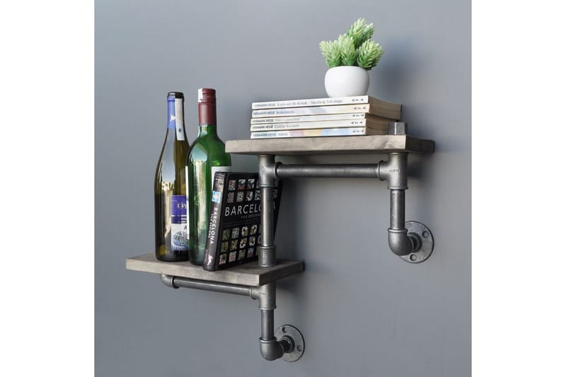 Evila Vägghylla Rör/Trä - Trä/Svart - Förvaring - Köksförvaring - Kökshylla