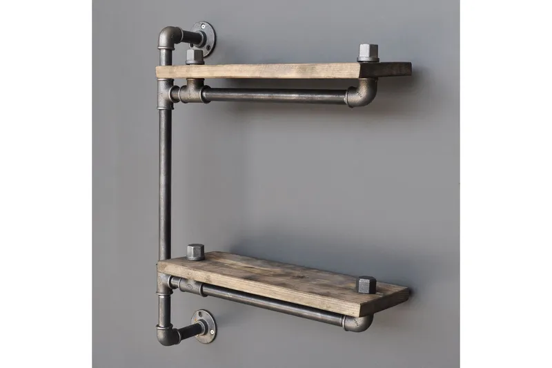 Evila Vägghylla Rör/Trä - Trä/Svart - Förvaring - Köksförvaring - Kökshylla