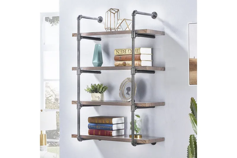 Evila Vägghylla Rör/Trä - Trä/Svart - Förvaring - Köksförvaring - Kökshylla