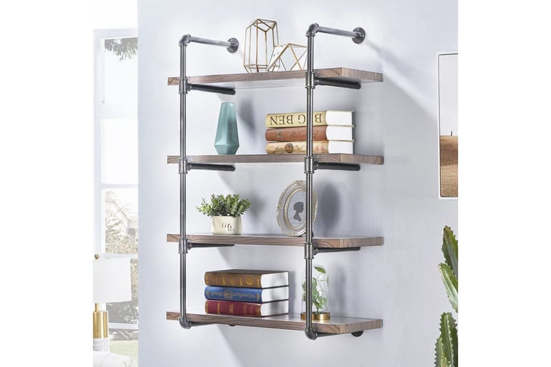 Evila Vägghylla Rör/Trä - Trä/Svart - Förvaring - Köksförvaring - Kökshylla