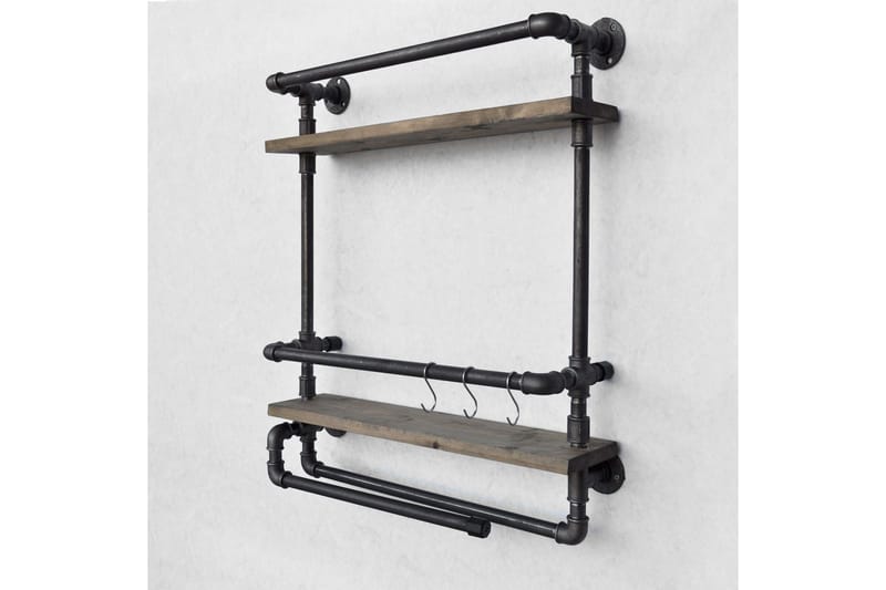 Evila Vägghylla Rör/Trä - Trä/Svart - Förvaring - Köksförvaring - Kökshylla