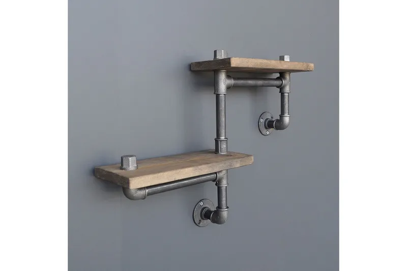 Evila Vägghylla Rör/Trä - Trä/Svart - Förvaring - Köksförvaring - Kökshylla