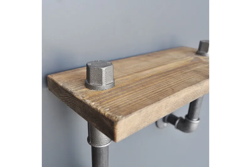 Evila Vägghylla Rör/Trä - Trä/Svart - Förvaring - Köksförvaring - Kökshylla