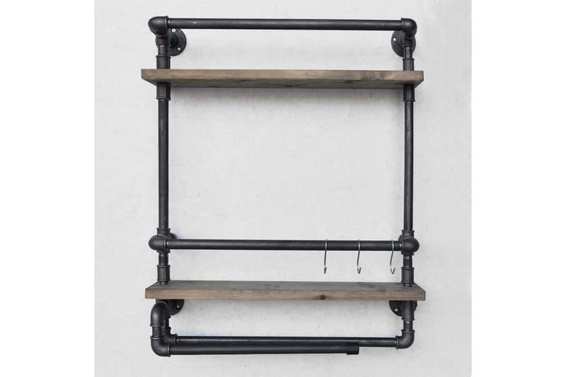 Evila Vägghylla Rör/Trä - Trä/Svart - Förvaring - Köksförvaring - Kökshylla