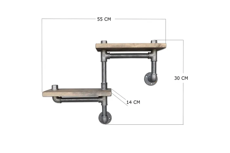 Evila Vägghylla Rör/Trä - Trä/Svart - Förvaring - Köksförvaring - Kökshylla