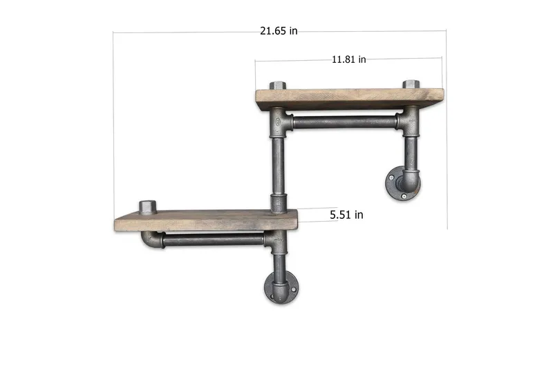 Evila Vägghylla Rör/Trä - Trä/Svart - Förvaring - Köksförvaring - Kökshylla