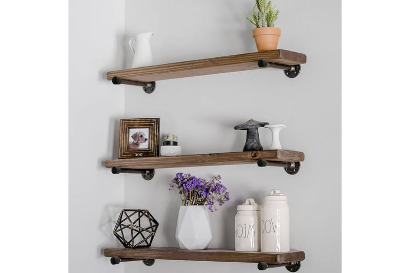 Evila Vägghylla Rustik - Trä/Svart - Förvaring - Köksförvaring - Kökshylla