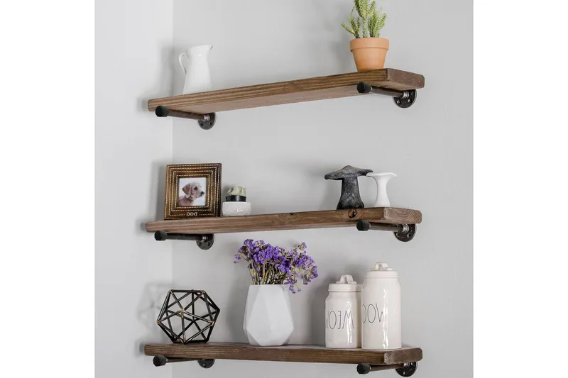 Evila Vägghylla Rustik - Trä/Svart - Förvaring - Köksförvaring - Kökshylla