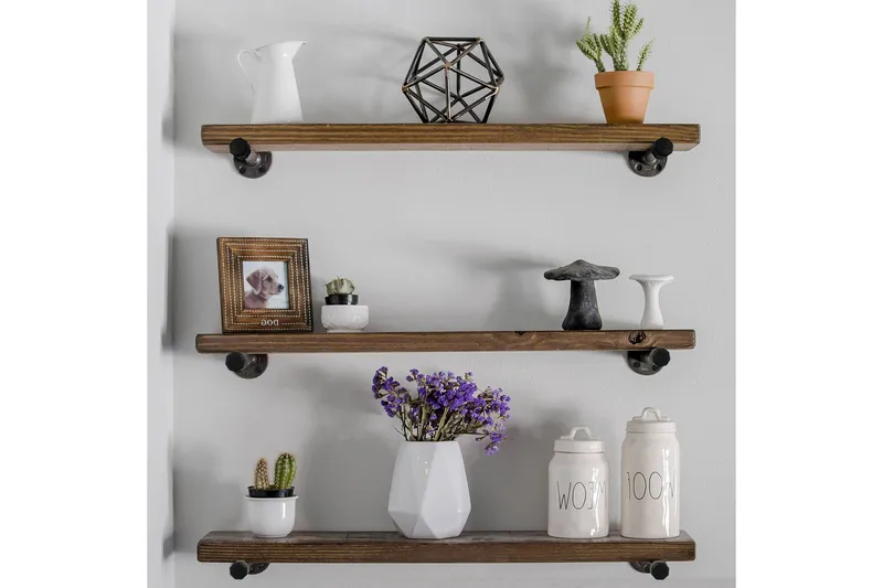 Evila Vägghylla Rustik - Trä/Svart - Förvaring - Köksförvaring - Kökshylla