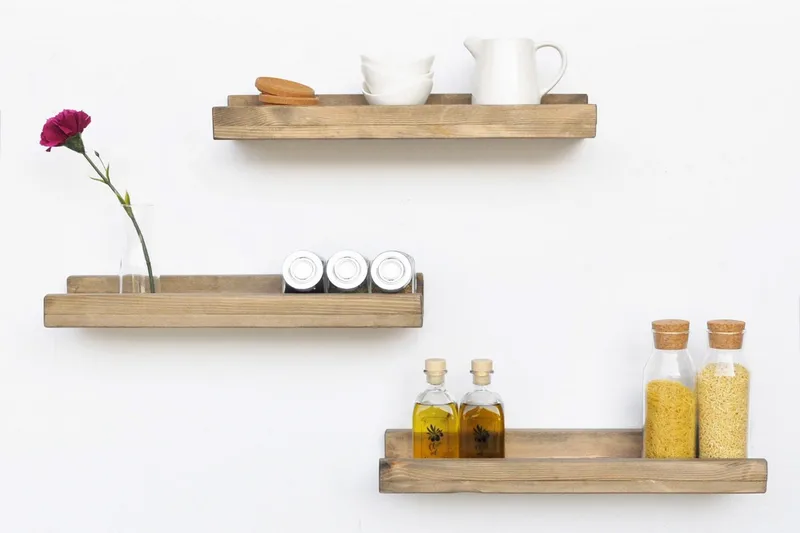 Evila Vägghyllor Smala Set om 3 - Trä - Förvaring - Köksförvaring - Kökshylla