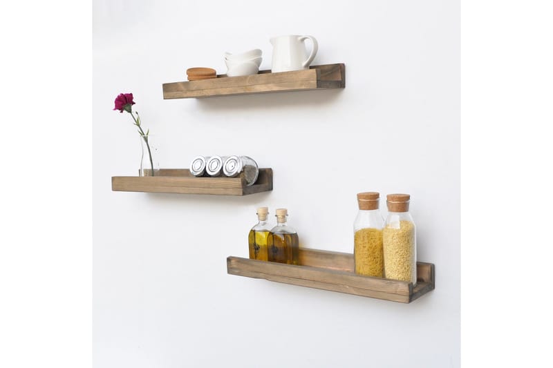 Evila Vägghyllor Smala Set om 3 - Trä - Förvaring - Köksförvaring - Kökshylla