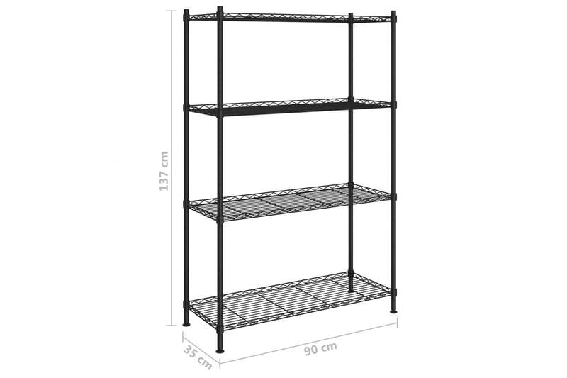 Förvaringshylla med 4 hyllplan 90x35x137 cm svart 200 kg - Svart - Förvaring - Köksförvaring - Kökshylla