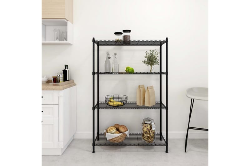 Förvaringshylla med 4 hyllplan 90x35x137 cm svart 200 kg - Svart - Förvaring - Köksförvaring - Kökshylla