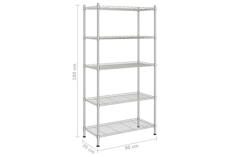 Förvaringshylla med 5 hyllplan 90x35x180 cm krom 250 kg - Silver - Förvaring - Köksförvaring - Kökshylla