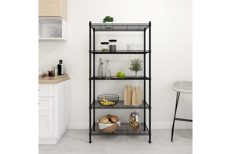 Förvaringshylla med 5 hyllplan 90x35x180 cm svart 250 kg - Svart - Förvaring - Köksförvaring - Kökshylla