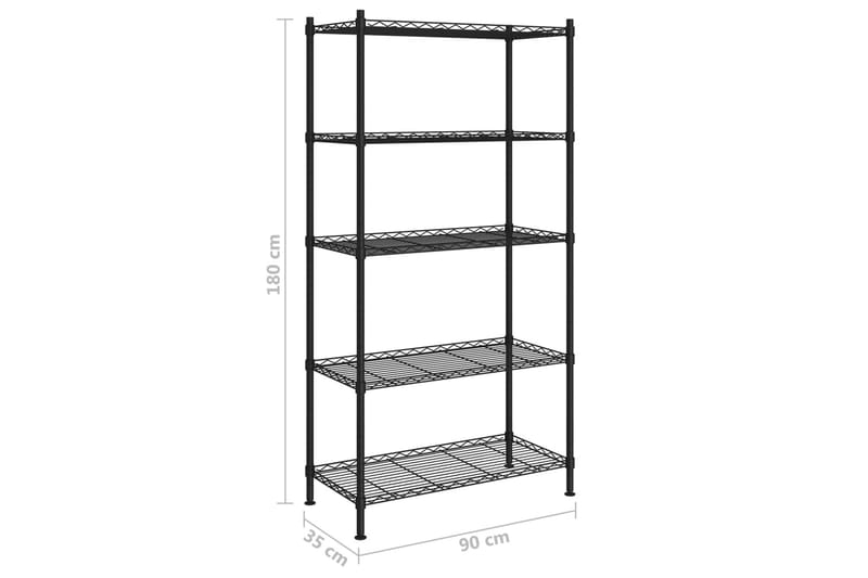 Förvaringshylla med 5 hyllplan 90x35x180 cm svart 250 kg - Svart - Förvaring - Köksförvaring - Kökshylla