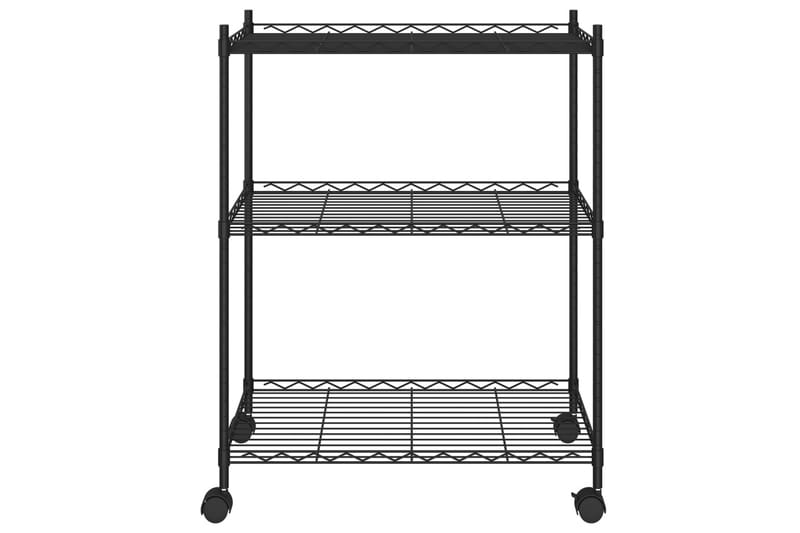 Förvaringshylla med hjul 3 hyllplan 60x35x81 svart 150 kg - Svart - Förvaring - Köksförvaring - Kökshylla