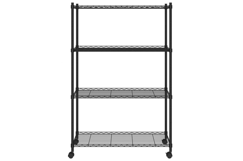 Förvaringshylla med hjul 4 hyllplan 90x35x142 cm svart 200 k - Svart - Förvaring - Köksförvaring - Kökshylla