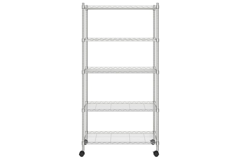 Förvaringshylla med hjul 5 hyllplan 75x35x155 cm krom 250 kg - Silver - Förvaring - Köksförvaring - Kökshylla