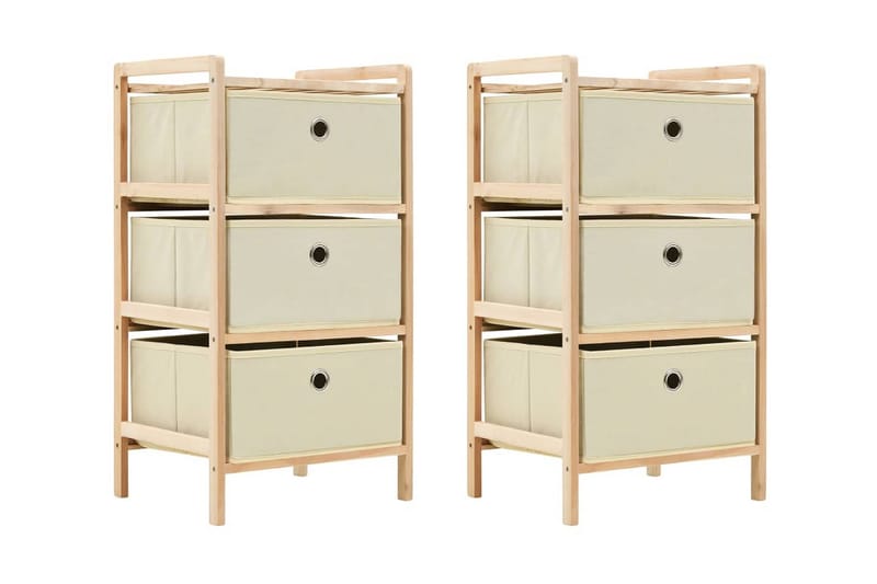 Förvaringshyllor 2 st med 3 tygkorgar cederträ beige - Beige - Förvaring - Köksförvaring - Kökshylla