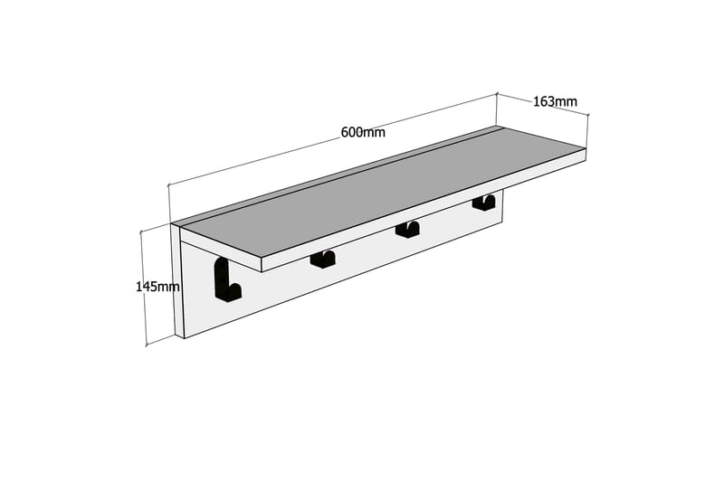 Gersby Vägghylla 60 cm - Vit - Förvaring - Sko- & klädförvaring - Klädhängare - Klädkrok