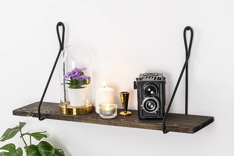 Gokse Vägghylla 15x60 cm - Svart/Valnöt - Förvaring - Köksförvaring - Kökshylla