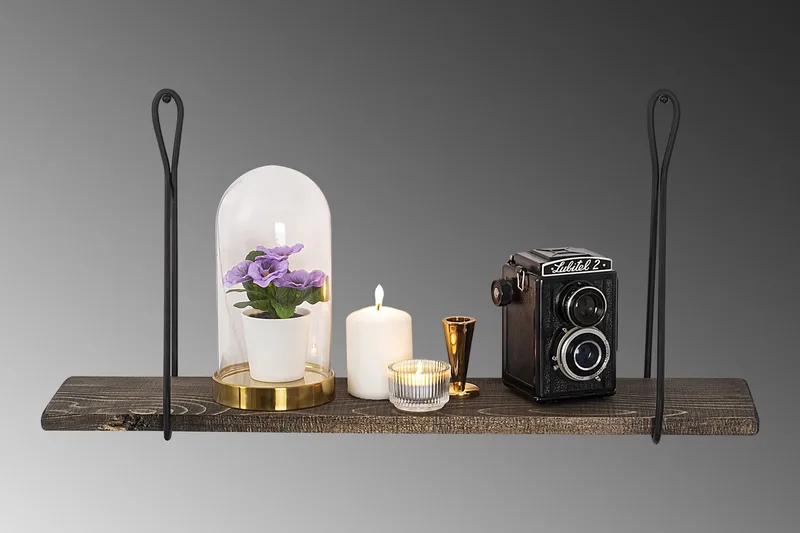 Gokse Vägghylla 15x60 cm - Svart/Valnöt - Förvaring - Köksförvaring - Kökshylla