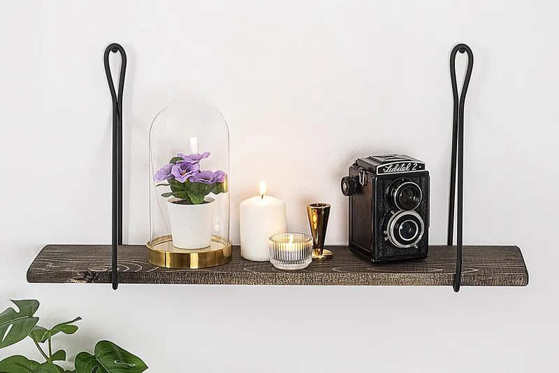 Gokse Vägghylla 15x60 cm - Svart/Valnöt - Förvaring - Köksförvaring - Kökshylla